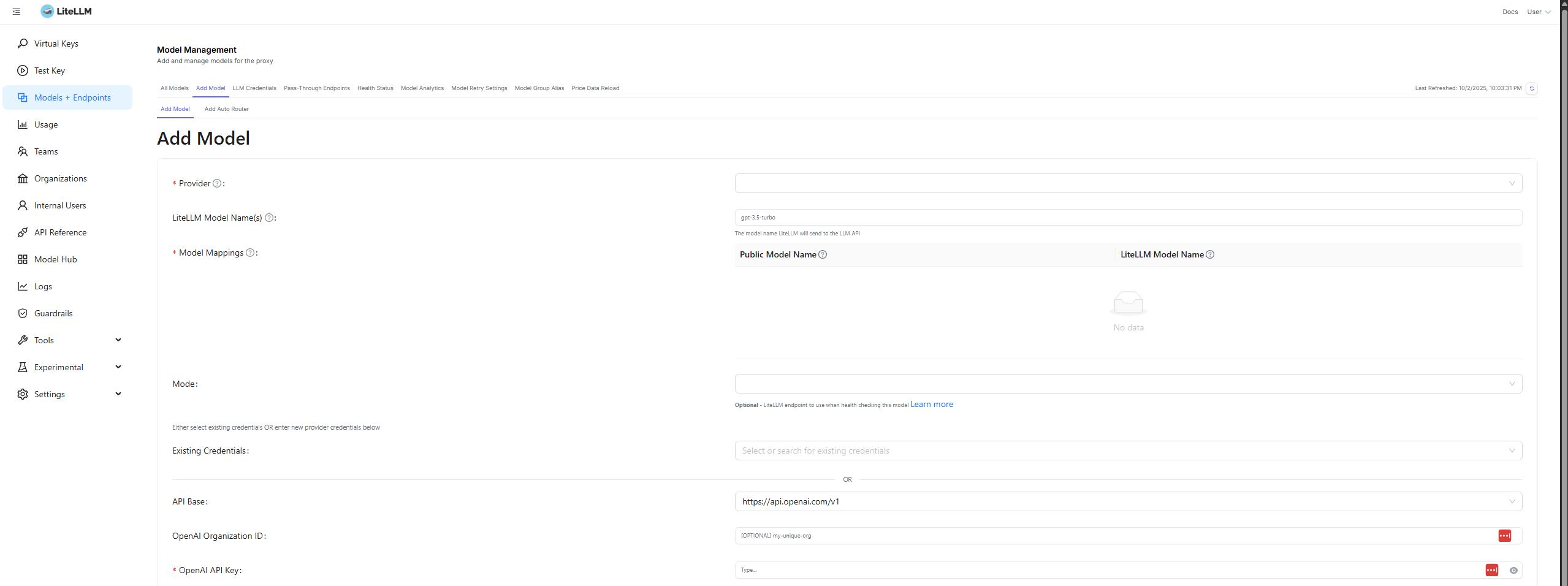 Screen to Add Models